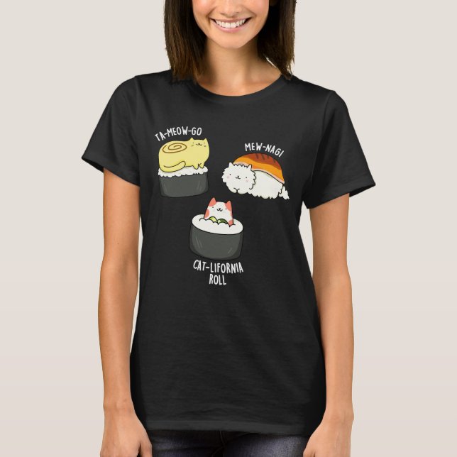 Camiseta Sushi Cats Gracioso Sushi Pun Dark BG (Anverso)