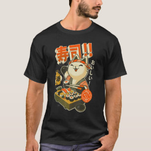 Camiseta Sushi Chef Cute Kitchen Restaurante Japonés Kitty
