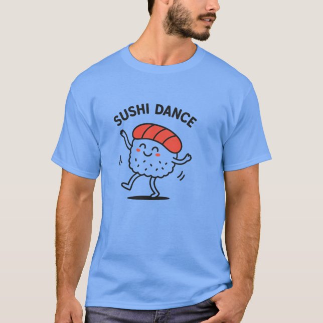 Camiseta Sushi Dance Funny Minimalist Food toon Design Over (Anverso)