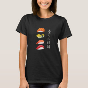 Camiseta Sushi de gato ondulado japonés,Rollo de salmón,Sus
