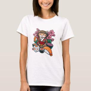 Camiseta Sushi de gato samurai japonés