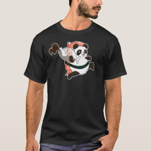 Camiseta Sushi de Panda Adorable Con Camarón Robando Salsa