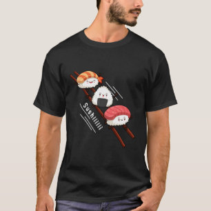 Camiseta Sushi Deslizándose Sobre Los Palillos Kawaii Anime