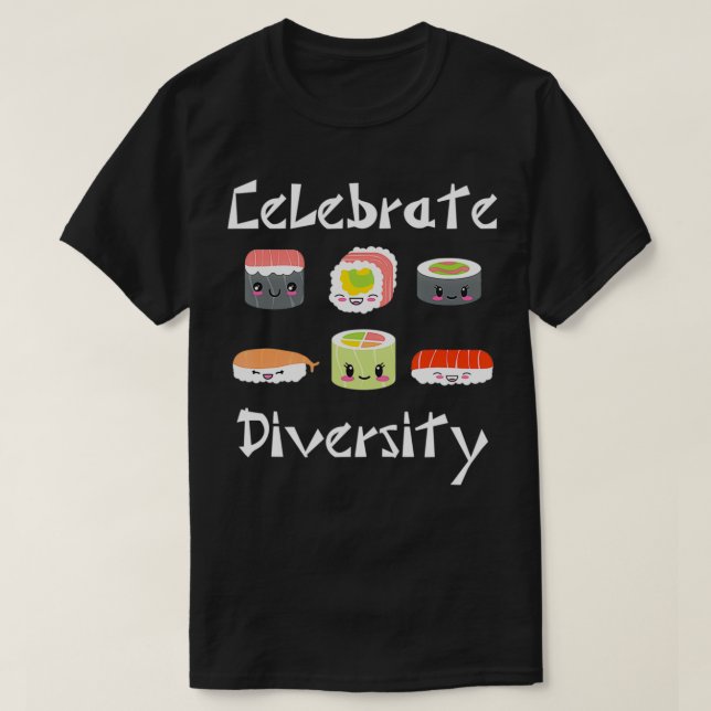 Camiseta Sushi Diversidad divertida Caracteres de sushi amo (Diseño del anverso)