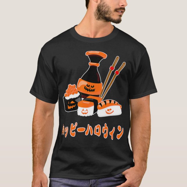 Camiseta Sushi espeluznante Feliz Halloween en sashimi japo (Anverso)