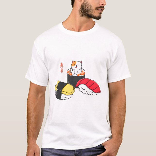 Camiseta Sushi felino feliz (Anverso)