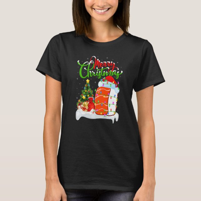 Camiseta Sushi Food  Xmas Decorations Santa Sushi Christmas (Anverso)