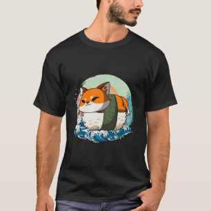 Camiseta Sushi Fox Japonés Gran Ola Kanagawa