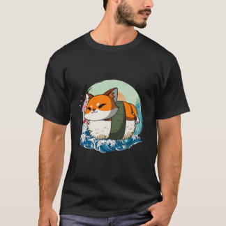 Camiseta Sushi Fox Japonés Gran Ola Kanagawa