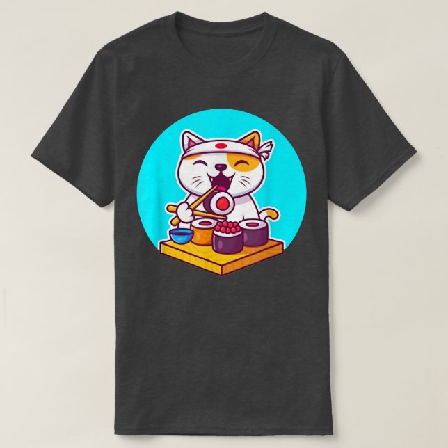Camiseta Sushi japonés Kawaii Anime Gato amante Papá, Chico (Diseño del anverso)