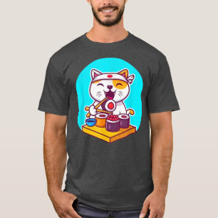 Camiseta Sushi japonés Kawaii Anime Gato amante Papá, Chico