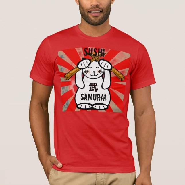 Camiseta Sushi Maneki Neko Samurai (Anverso)