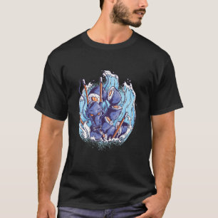 Camiseta Sushi ondas agua dragón asiático japonés