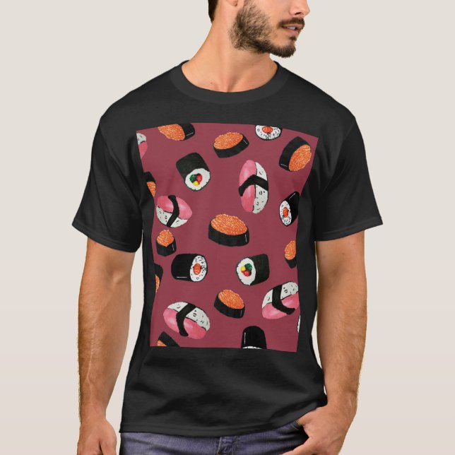 Camiseta Sushi Onigiri Rolls: Ilustracion sin mar (Anverso)