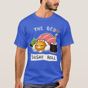 Camiseta Sushi Roll Bed Cat Graciosa Distanc Social Kitty