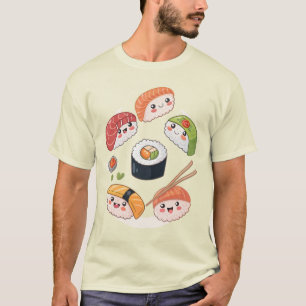 Camiseta Sushi Roll Squad: Caracteres de la teoría de Kawai