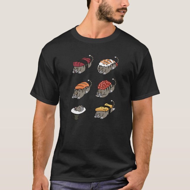 Camiseta Sushi Tabby Cat Mascota (Anverso)
