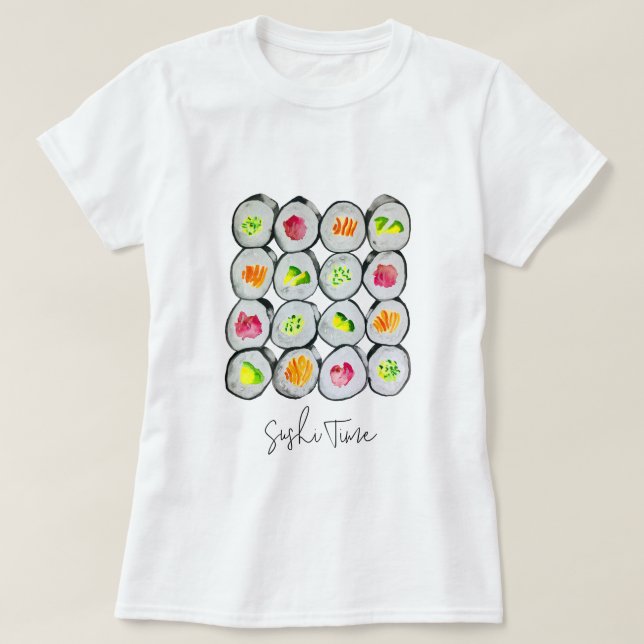 Camiseta Sushi Time acuarela wasabi (Diseño del anverso)