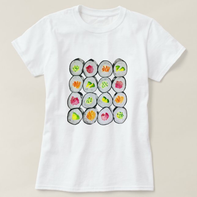 Camiseta Sushi Time acuarela wasabi (Diseño del anverso)