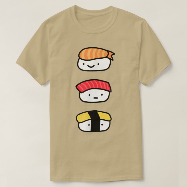 Camiseta Sushi Trio! - Shrimp Tuna Egg Japanese Food Graphi (Diseño del anverso)