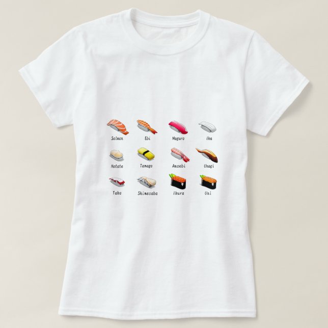 Camiseta Sushi Wasabi comida japonesa linda (Diseño del anverso)
