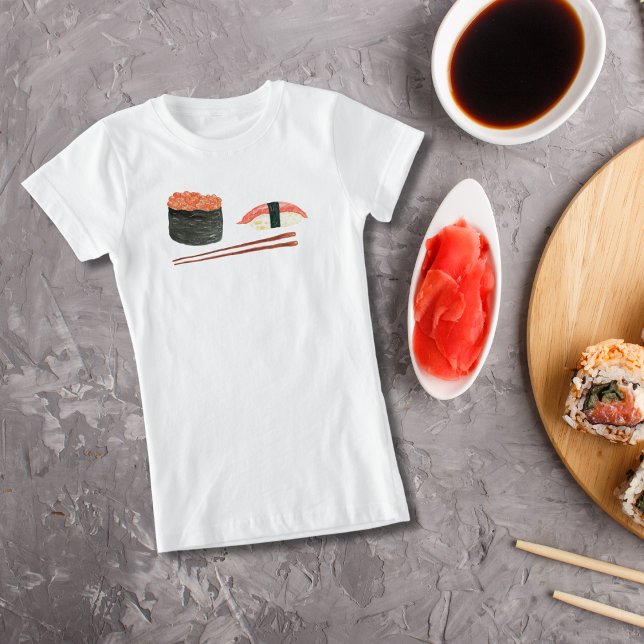 Camiseta Sushi Y Palillos De Color Agua (Subido por el creador)
