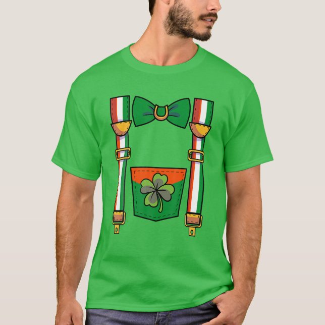 Camiseta Suspendedores Cuidados Bowtie Tuxedo Verde St Patr (Anverso)