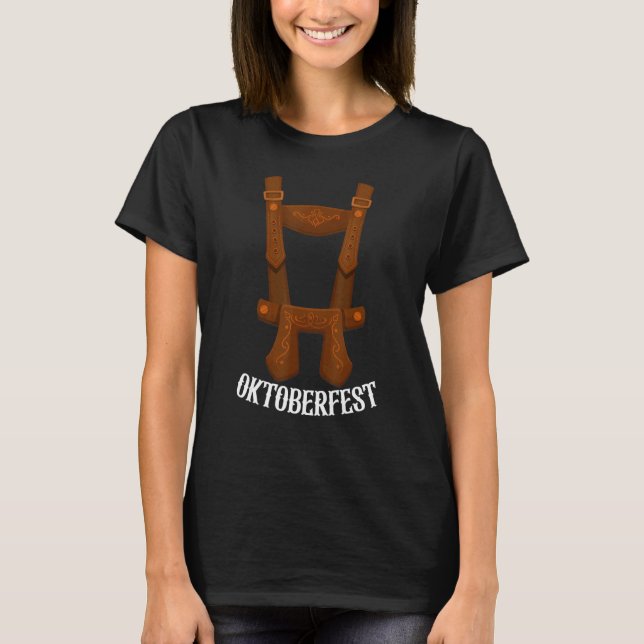 Camiseta Suspendedores de Oktoberfest Cerveza alemana Leder (Anverso)