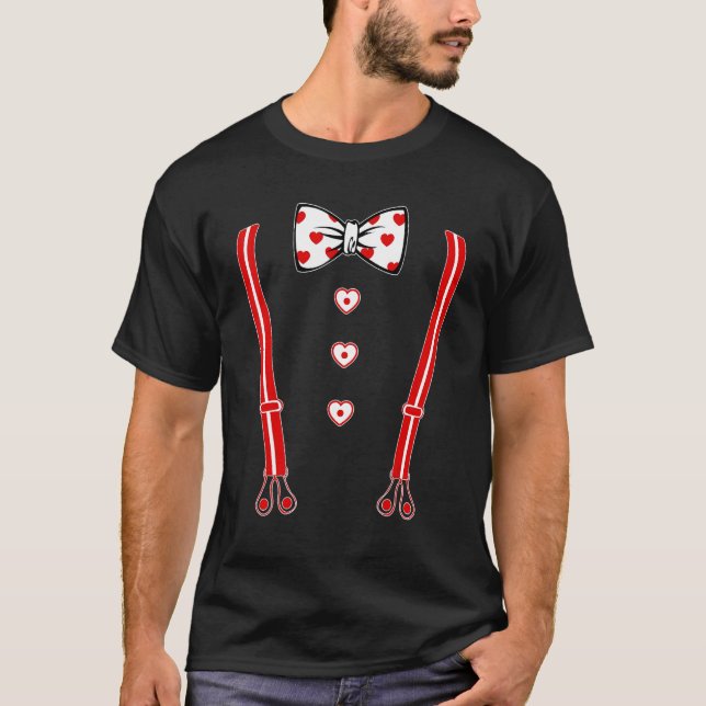 Camiseta Suspender Valentines Day Cute Heart V Day Costume  (Anverso)