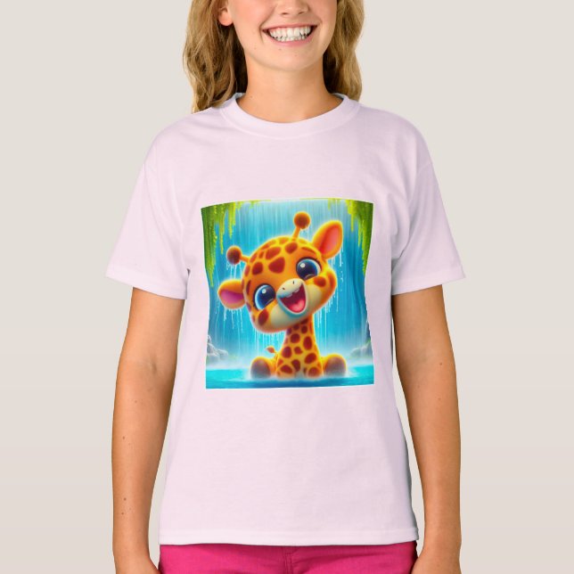 Camiseta Süsse Giraffe am Wasserfall (Anverso)