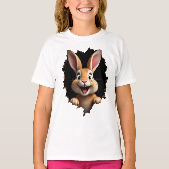Camiseta Süßer Hase guckt durch Loch - Osterhase (Anverso)