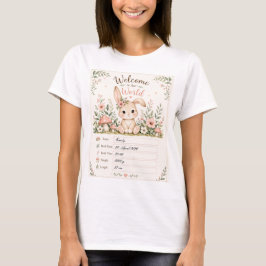 Camiseta Süßes Baby Hasen Design mit Geburtsdaten Feldern