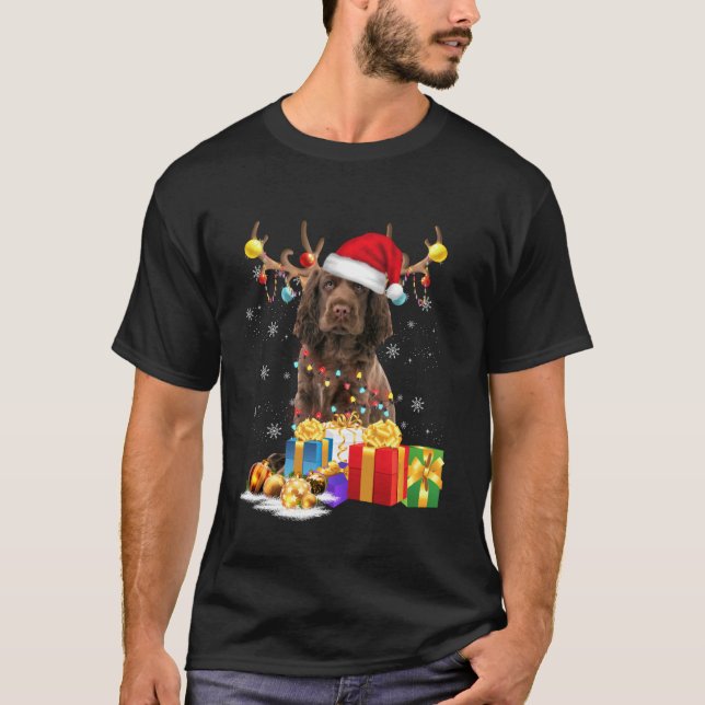 Camiseta Sussex Spaniel Perro Reindeer Santa Hat Perros Paj (Anverso)