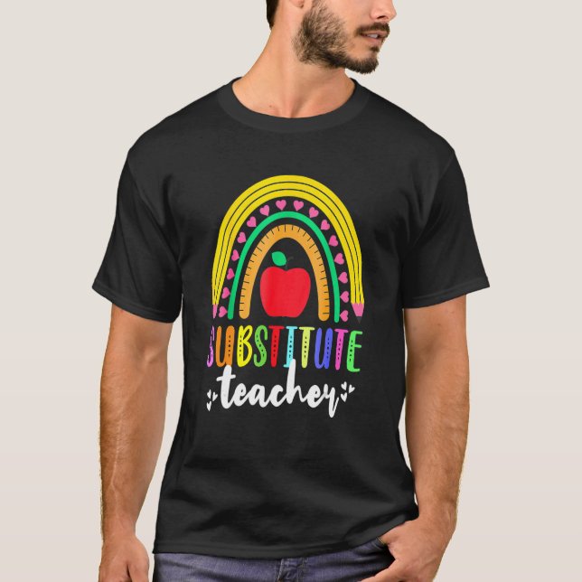 Camiseta Sustituir al profesor profesor Lápiz Arcoiris Sub  (Anverso)