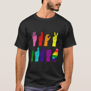 Camiseta Sutil Lenguaje de Rótulo Asl Anti-Trump+ Resista