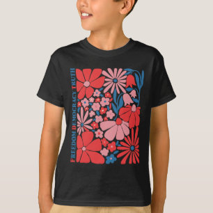 Camiseta Sutil Libertad Democracia Verdad Boho Floral 4 de