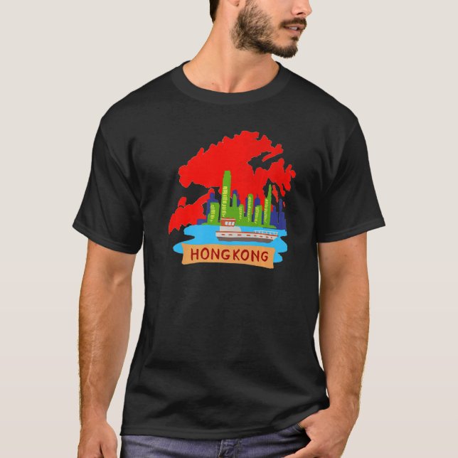 Camiseta Suveniente de Hong Kong City China para hombres 6 (Anverso)