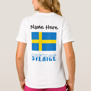 Camiseta Sverige Bandera Sueca Personalización Negra