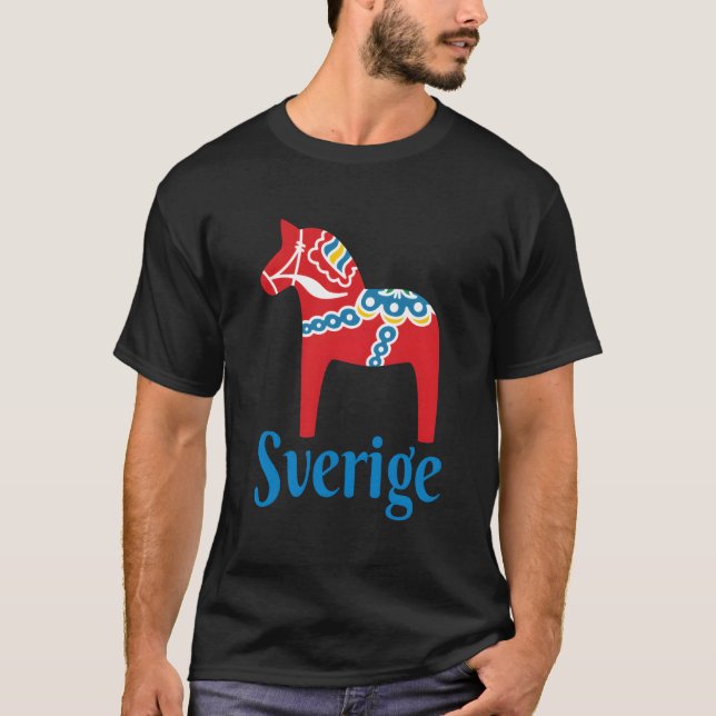 Camiseta Sverige Suecia Dala Caballo sueco Dalecarlian Hors (Anverso)