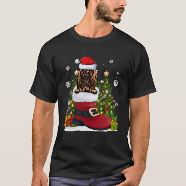 Camiseta Sw: Bloodhound en el zapato de Santa Hat Navidades (Anverso)