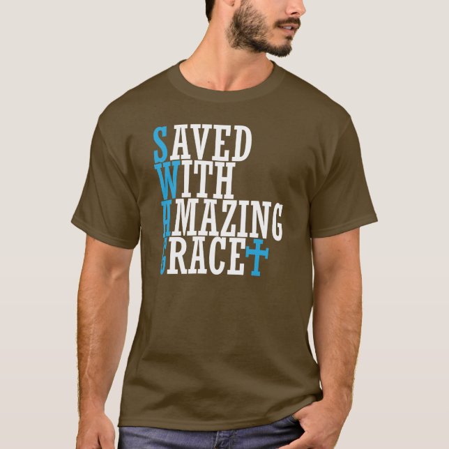 Camiseta SWAG Ahorrado Con La Sorprendente Grace Cross Tee  (Anverso)