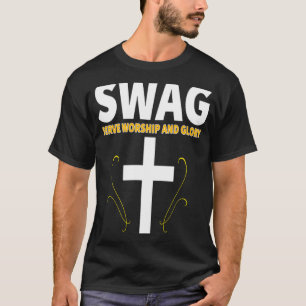 Camiseta SWAG sirve culto y gloria cruza diversión cristian