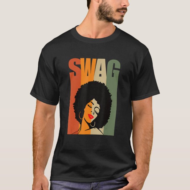 Camiseta Swag Vintage Melanin Afro Reina mujer historia neg (Anverso)