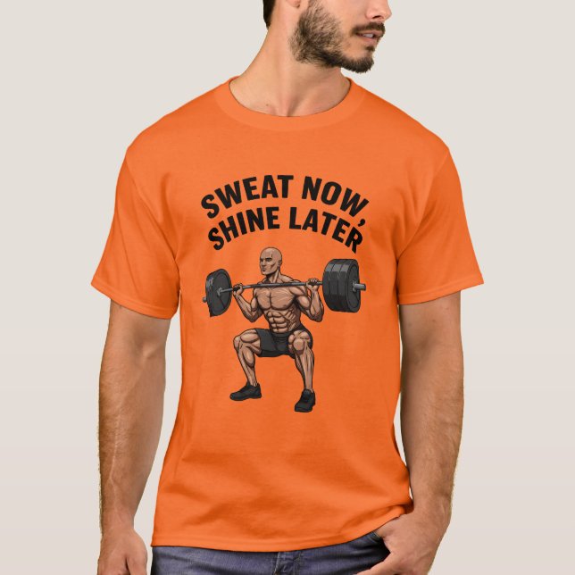 Camiseta Sweat Now Shine Después Barbell Squat Motivation (Anverso)