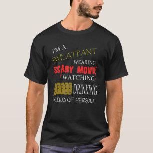 Camiseta Sweat Pants Scary Movies Coffee S Graphic Text