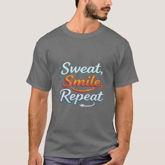 Camiseta Sweat Smile Repeat Fitness Motivation  (Anverso)
