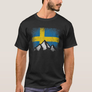 Camiseta Sweden Swedish Flag Mountain Ski Winter Gift Count