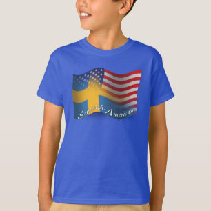 Camiseta Swedish-American Waving Flag