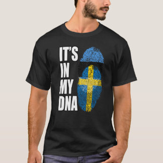 Camiseta Swedish And Estonian Mix DNA Flag Heritage Premium