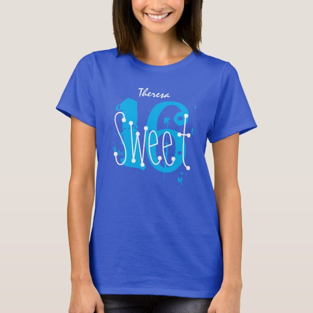 Camiseta Sweet 16 Nombre personalizado Cumpleaños Regalo Gr (Anverso)
